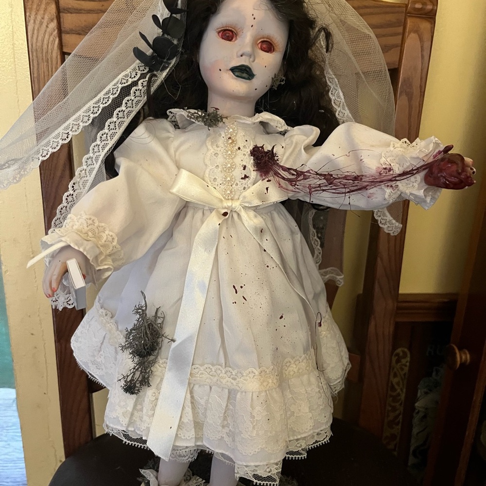 Gothic White and Black Doll with Veil